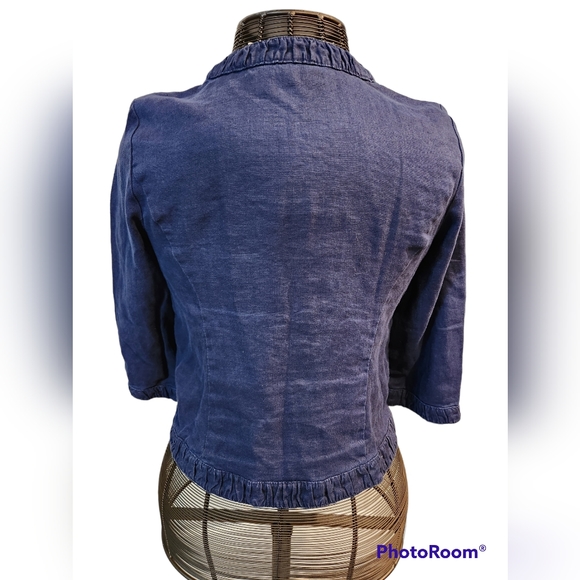 CHICO'S  size 1 (medium) linen navy blue , 3/4 sleeve. - Picture 2 of 7